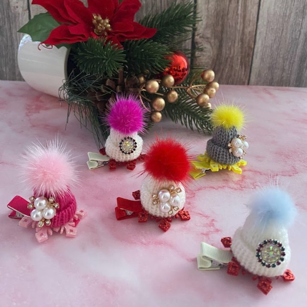 1pc Girls Hair Clip Winter Hat Decor Hairpin | Side Clip | Hair Accessories